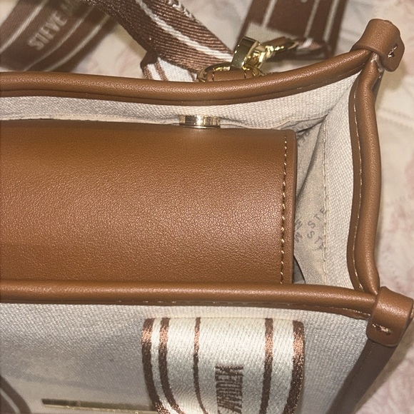 Steve Madden- Bwebberc Creme/Brown Satchel - Picture 9 of 13